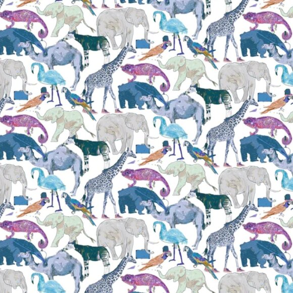 Liberty of London Art Fabric Headband Queue The Zoo Animals Blue Purple Colorful - Picture 9 of 15